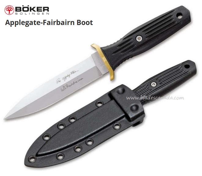 Boker Germany A-F Applegate Combat Dagger Fixed Blade Boot Knife, 440C, Delrin Handle, Kydex Sheath, 120546 - Click Image to Close
