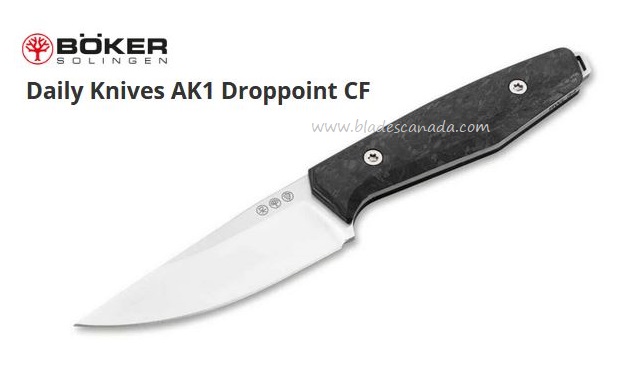 Boker Germany Daily Knives AK1 Drop Point, RWL 34 Steel, Carbon Fiber, 126502