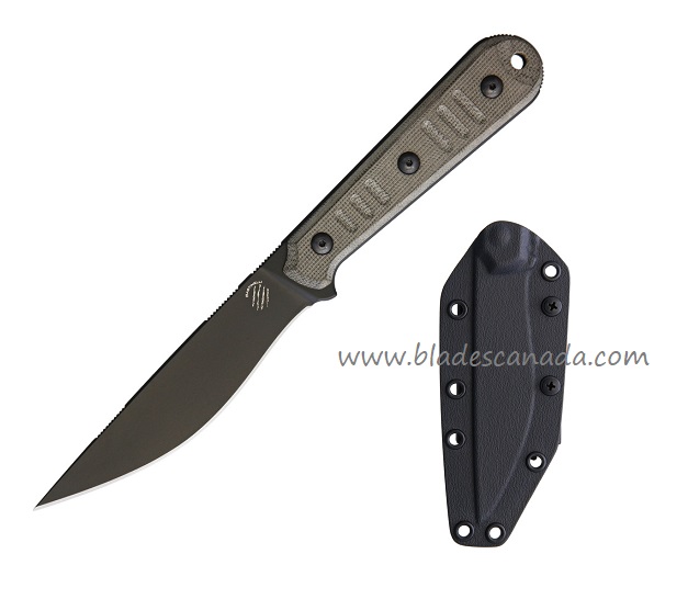 Bastinelli BC-22B Silence Slim Fixed Blade Knife, N690, Canvas Micarta, BASBC22GB