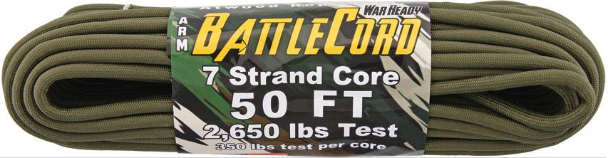 Parachute Cord RG1126 ARM BattleCord 2650LB Tested Woodland Camo 50' 