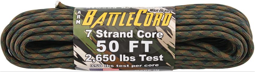 ARM BattleCord 2650 lb, 50 Ft. - Woodland Camo, RG1126