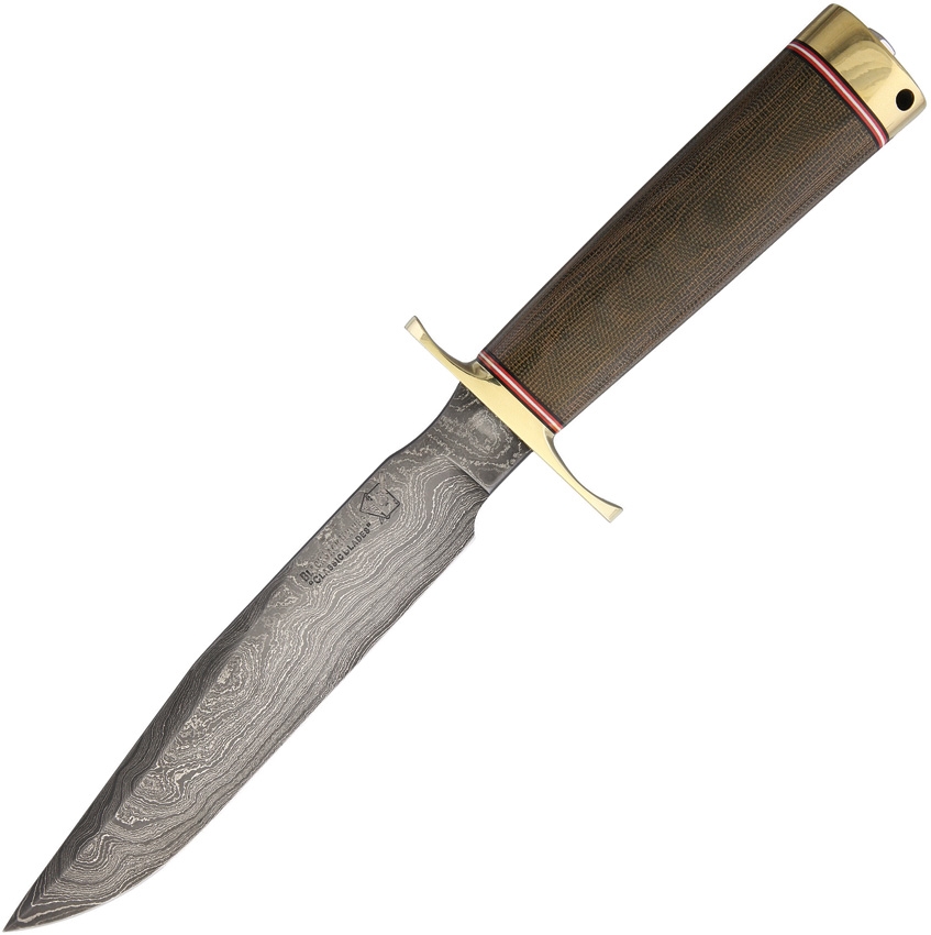 Blackjack Classic Model 7 Fixed Blade Knife, Damascus, Micarta Green, B7DMGC