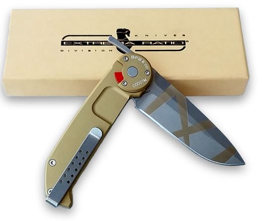 Extrema Ratio BF2RCD Folding Knife, Bohler N690 Drop Point, Aluminum Desert