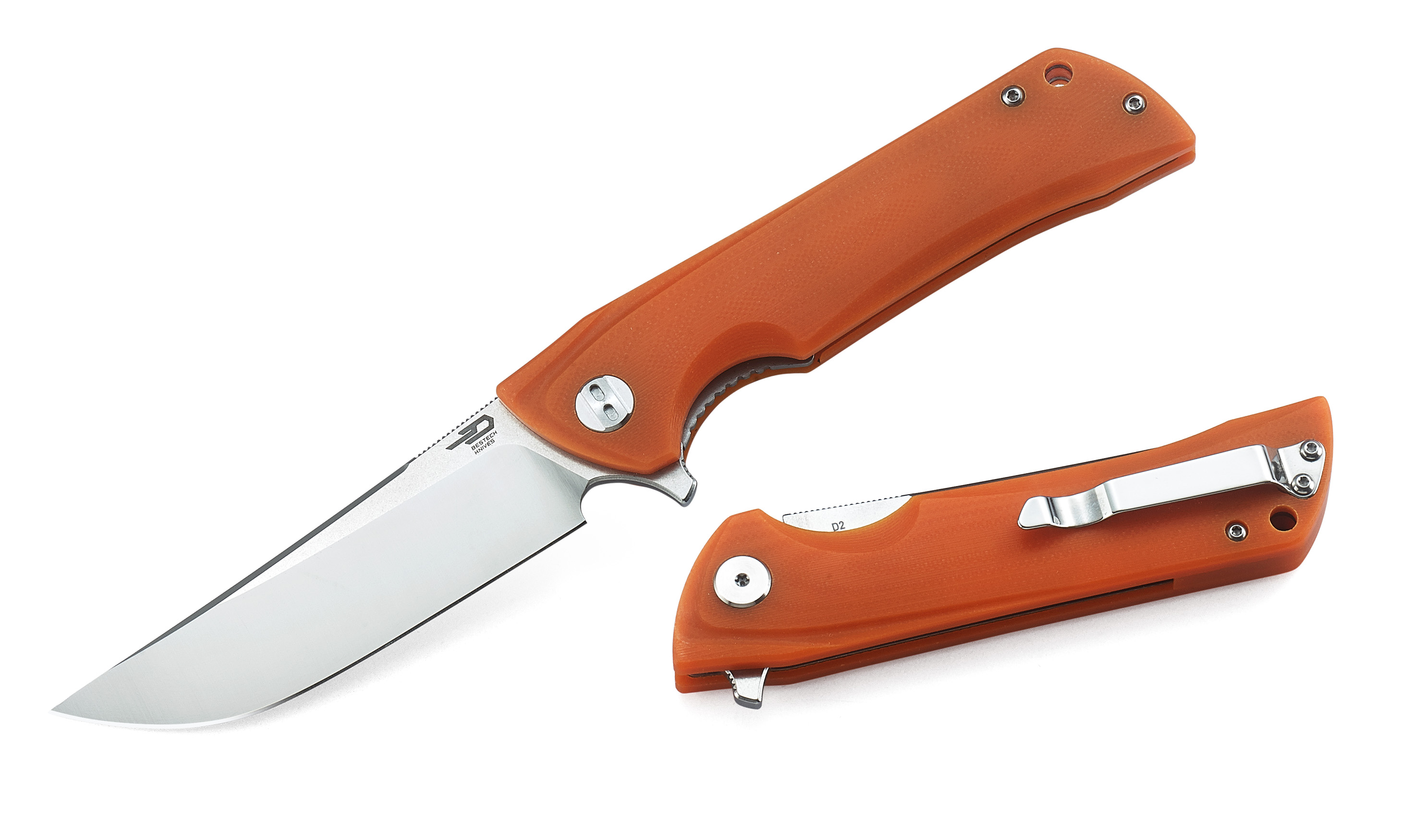 Bestech Paladin Flipper Folding Knife, D2 Two-Tone, G10 Orange, BG13C-1
