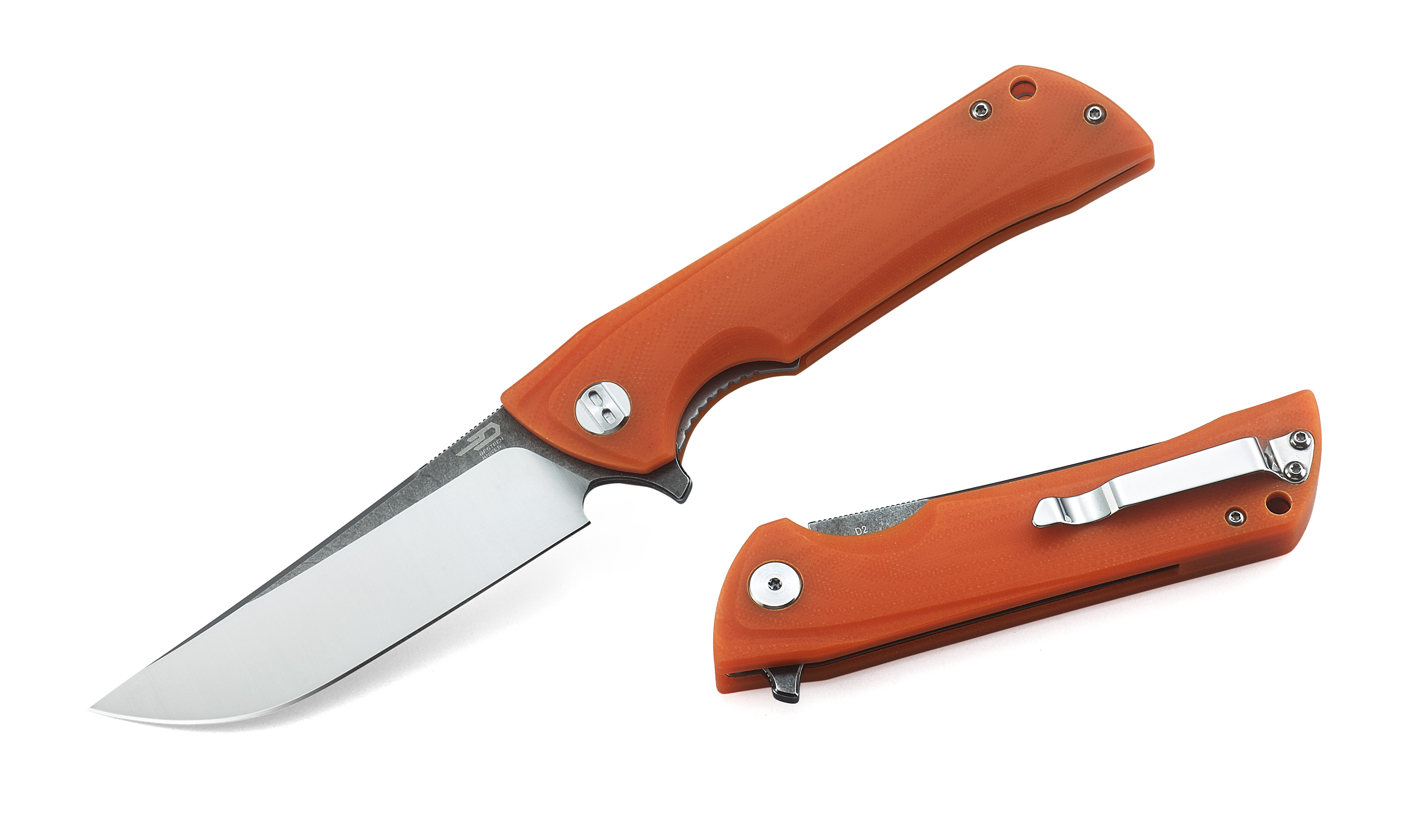 Bestech Paladin Flipper Folding Knife, D2 Two-Tone, G10 Orange, BG13C-2