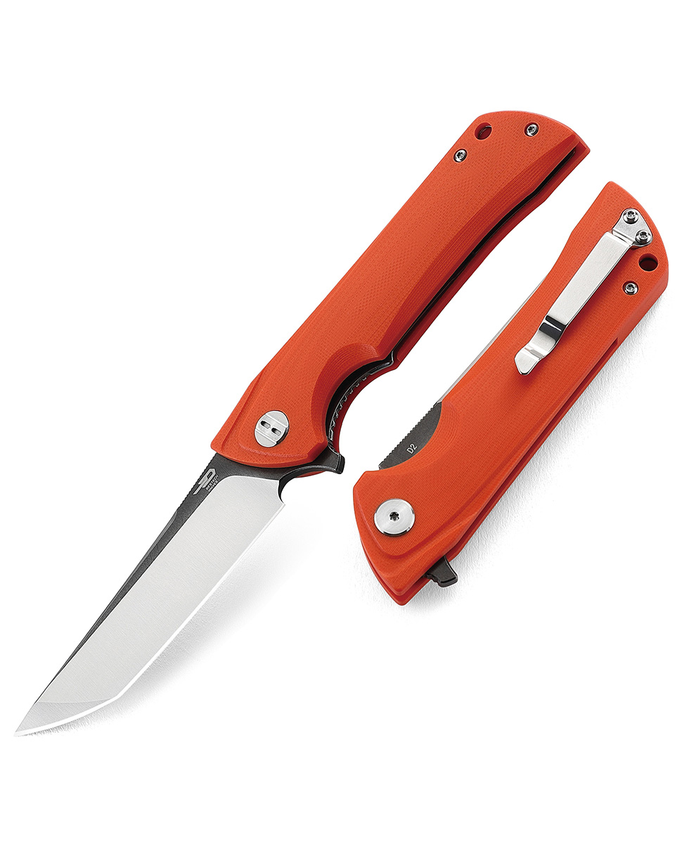 Bestech Paladin Flipper Folding Knife, D2 Two-Tone, G10 Orange, BG16C-2 - Click Image to Close