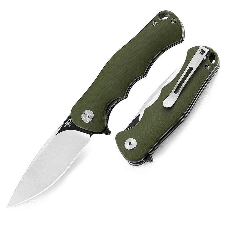 Bestech Bobcat Flipper Folding Knife, D2 Two-Tone, G10 Green, BG22B-2