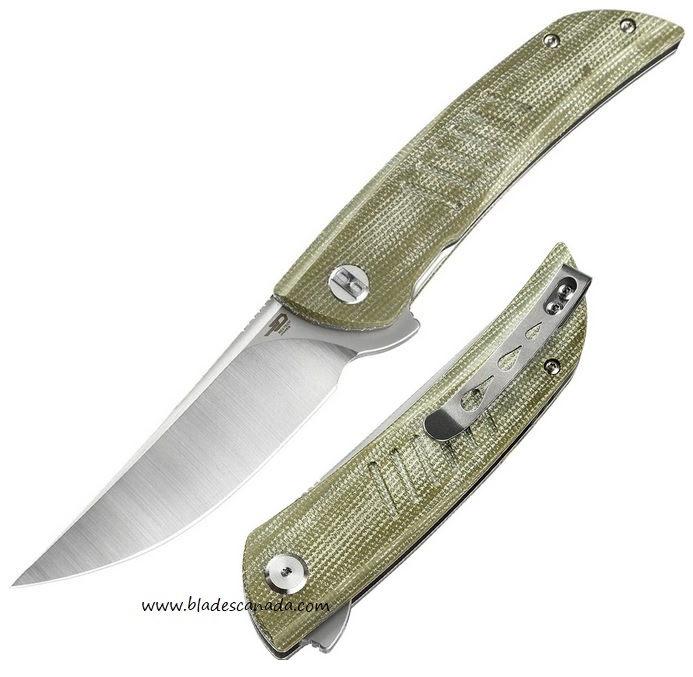 Bestech Swift Flipper Folding Knife, D2 Steel, Micarta Green, BG30A-1