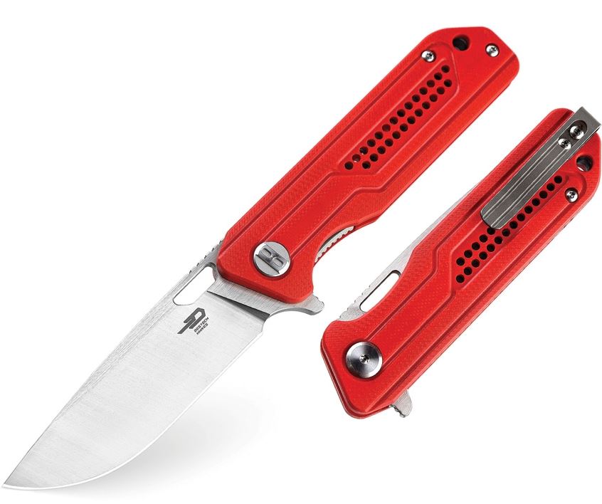 Bestech Circuit Flipper Folding Knife, K110 Steel, G10 Red, BG35C-1