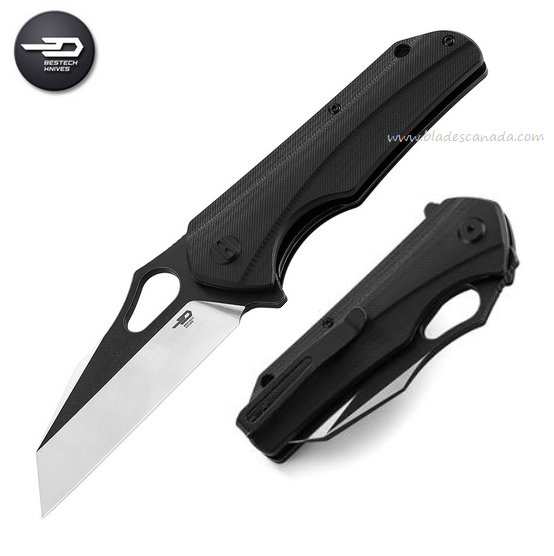 Bestech Operator Flipper Folding Knife, D2 Black/Satin, G10 Black, BG36D