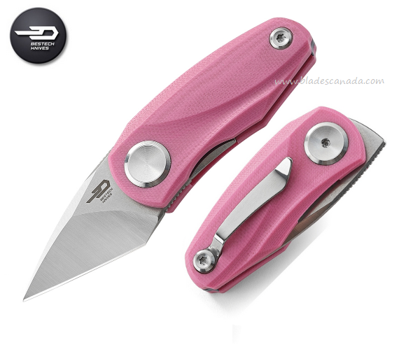 Bestech Tulip Flipper Framelock Knife, 14C28N Sandvik SW/Satin, G10 Pink, BG38E