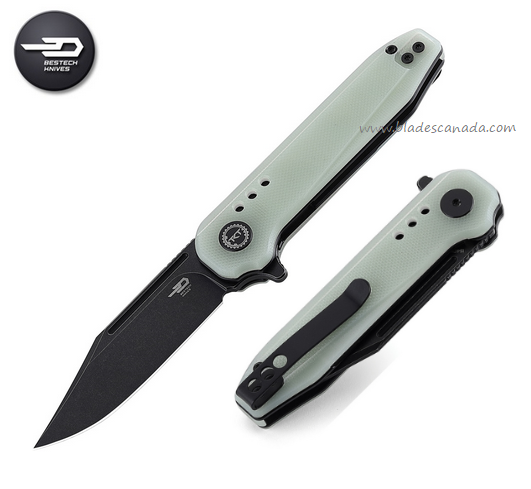 Bestech Syntax Flipper Folding Knife, 154CM Black SW, G10 Jade, BG41C