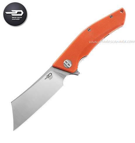 Bestech Cubis Flipper Folding Knife, D2 SW/Satin, G10 Orange, BG42D