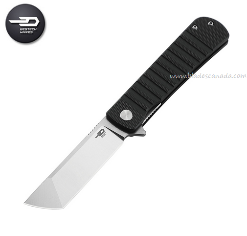 Bestech Titan Flipper Folding Knife, D2 SW/Satin, G10 Black, BG49A-1