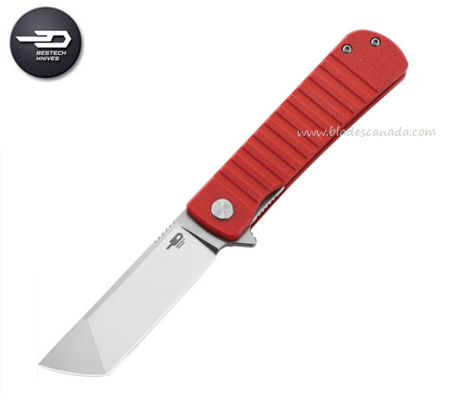 Bestech Titan Flipper Folding Knife, D2 SW/Satin, G10 Red, BG49A-3