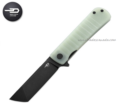 Bestech Titan Flipper Folding Knife, D2 Black SW, G10 Jade, BG49A-4