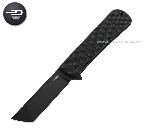 Bestech Titan Flipper Folding Knife, D2 Black SW, G10 Black, BG49A-5