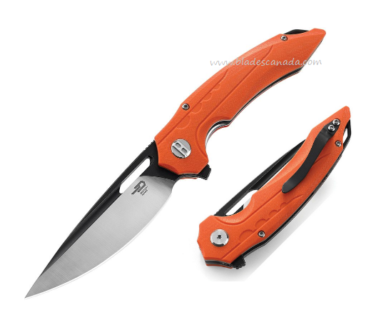Bestech Ornetta Flipper Folding Knife, D2 Two-Tone, G10 Orange, BG50C