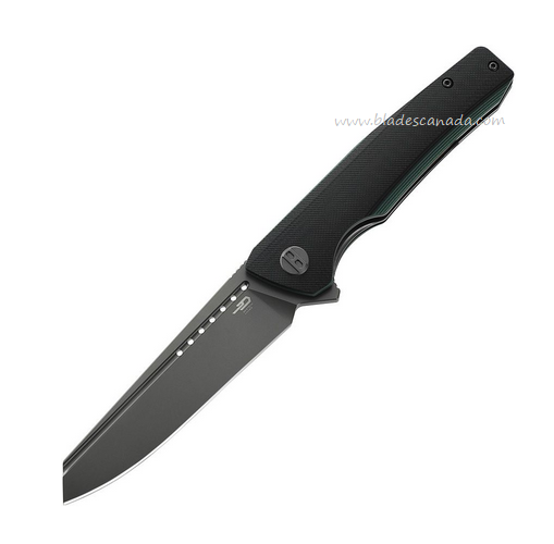 Bestech Slyther Flipper Folding Knife, 14C28N Titanized, G10 Black/Green, BG51D