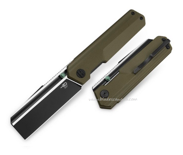 Bestech Tardis Folding Knife, D2 Black/Satin, G10 OD Green, BG54C