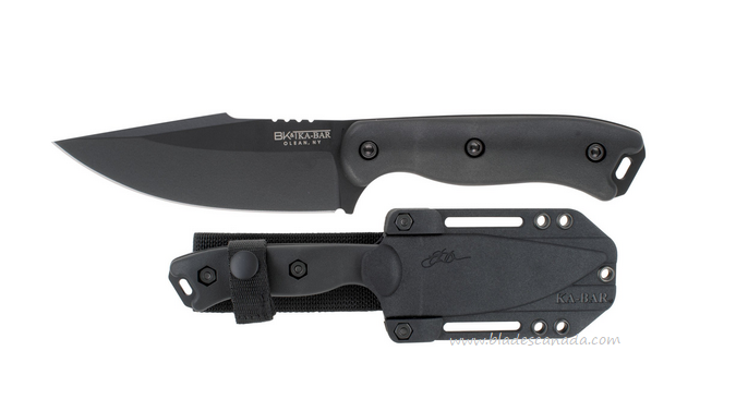 Ka-Bar Becker Harpoon Fixed Blade Knife, 195 Cro-Van Black, Black Handles, BK18BK