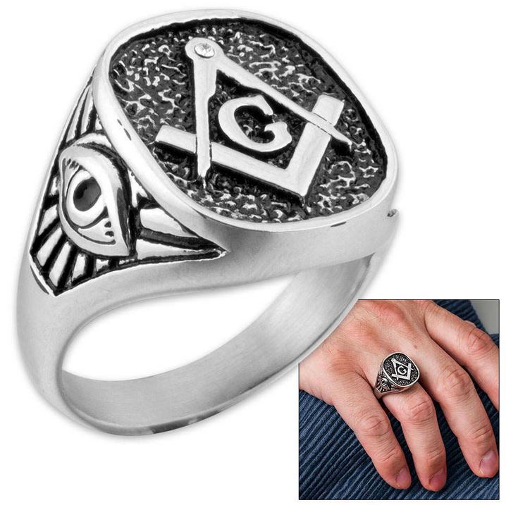 Masonic Freemason Men's Stainless Steel Ring - Size 9 [Clearance)
