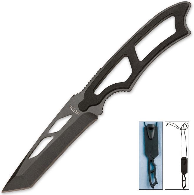Tactical Tanto Fixed Blade Neck Knife, AUS 6, BK430