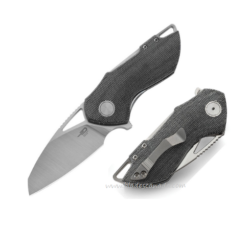 Bestech Riverstone Flipper Folding Knife, 154CM, Micarta Black, BL03D