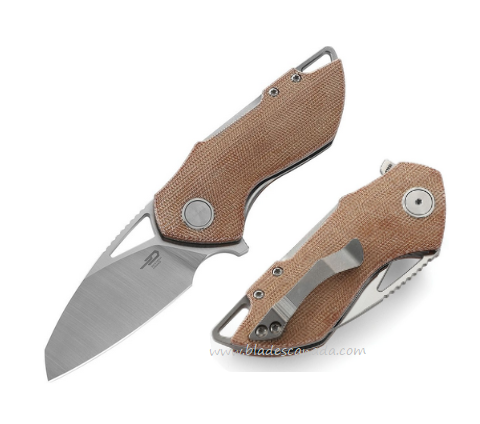 Bestech Riverstone Flipper Folding Knife, 154CM, Micarta Natural, BL03E