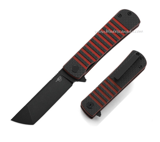 Bestech Titan Flipper Folding Knife, 154CM Black, G10 Black/Red, BL04C