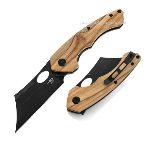 Bestech Skirmish Flipper Folding Knife, 154CM Black, Olivewood, BL06C