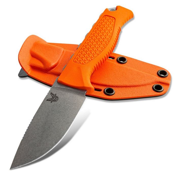 Benchmade Steep Country Fixed Blade Knife, S30V, Orange Handle, Boltron Sheath, BM15006