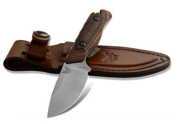 Benchmade Hunt Hidden Canyon Fixed Blade Knife, S30V, Wood, Leather Sheath, BM15017