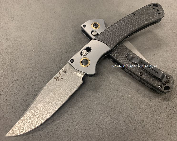 Benchmade Crooked River Folding Knife, Damascus Steel, Carbon Fiber, 15080CU21