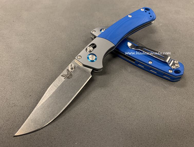 Benchmade Mini Crooked River Folding Knife, 20CV, G10 Blue, 15085CU9