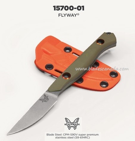 (Coming Soon) Benchmade Flyway Fixed Blade Knife, CPM-S90V Steel, G10, 15700-01