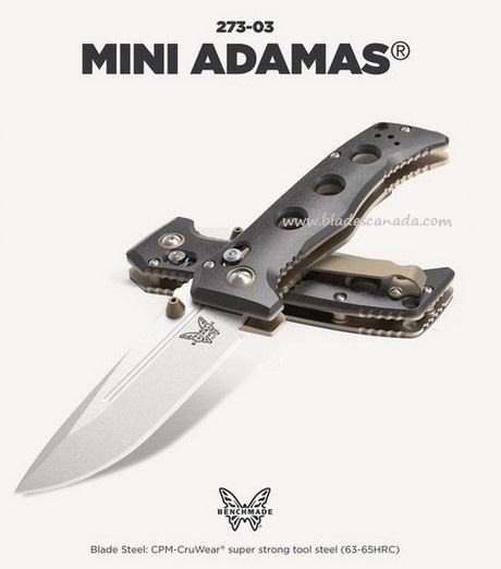(Coming Soon) Benchmade Mini Adamas Folding Knife, CruWear Steel, Carbon Fiber, BM273-03