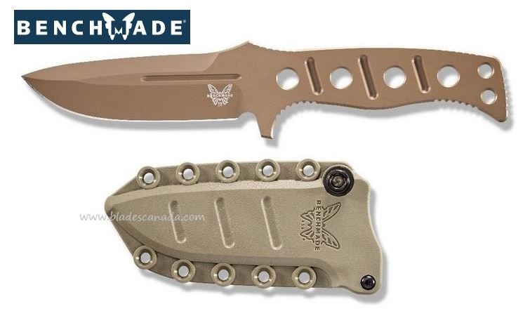 Benchmade Adamas Fixed Blade Knife, CruWear FE, Desert Tan Sheath, BM375FE-1