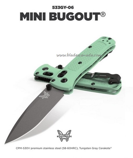 (Coming Soon) Benchmade Mini Bugout Folding Knife, CPM-S30V Steel, 533GY-06