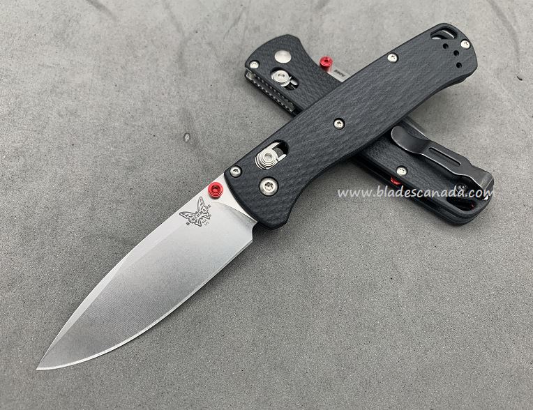 Benchmade Bugout Customized Folding Knife, S90V Satin, Black G10, Red Thumbstud & Standoffs, 535CU219