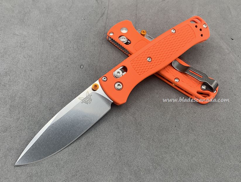 Benchmade Bugout Folding Knife, 20CV, Orange Handle, Orange Thumbstud & Standoffs, 535CU70