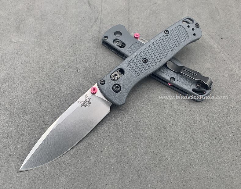 Benchmade Bugout Folding Knife, 20CV, Dark Grey Handle, Red Thumbstud & Standoffs, BM535CU9
