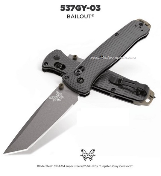 (Coming Soon) Benchmade Bailout Folding Knife, CPM-M4 Steel, Aluminum Handle, 537GY-3