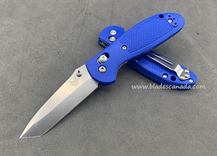 Benchmade Mini Griptilian Pardue Tanto Folding Knife, D2 Steel, Royal Blue, BM557CU1