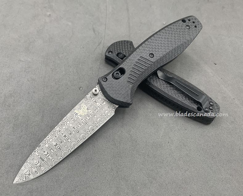 Benchmade Barrage Osborne Folding Knife, Assisted Opening, Damascus Blade, Carbon Fiber, 580CU31