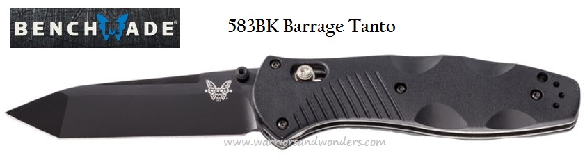 Benchmade Barrage Folding Knife, Assisted Opening, 154CM Tanto, Valox Black, BM583BK