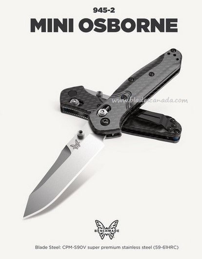 (Coming Soon) Benchmade Mini Osborne Folding Knife, S90V, Carbon Fiber, BM945-2