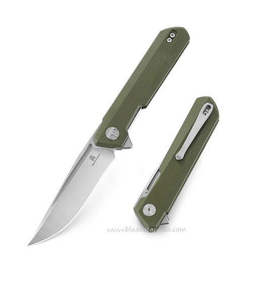 Bestechman Dundee Flipper Folding Knife, D2, G10 Green, BMK01B