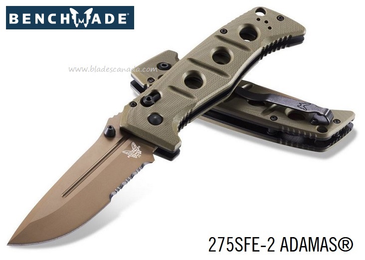 Benchmade Adamas Folding Knife, CPM CruWear FE, G10 OD Green, BM275SFE-2
