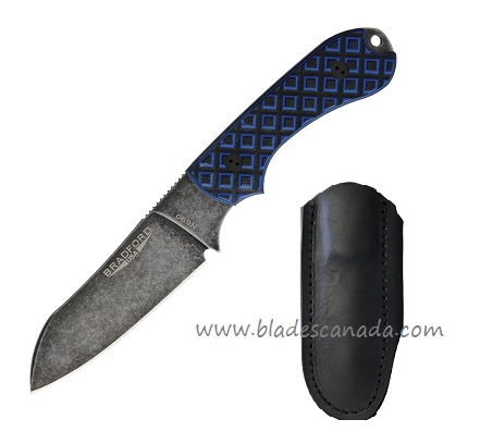 Bradford Guardian 3 Fixed Blade Knife, N690 Sheepsfoot Nimbus, G10 Black/Blue, BRAD3SF013N